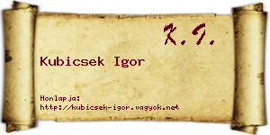 Kubicsek Igor névjegykártya